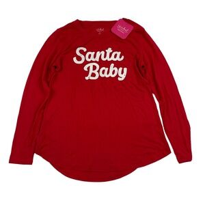 NWT Isabel Maternity Ingrid & Isabel SANTA BABY T-Shirt Long Sleeve Sz XXL 2XL